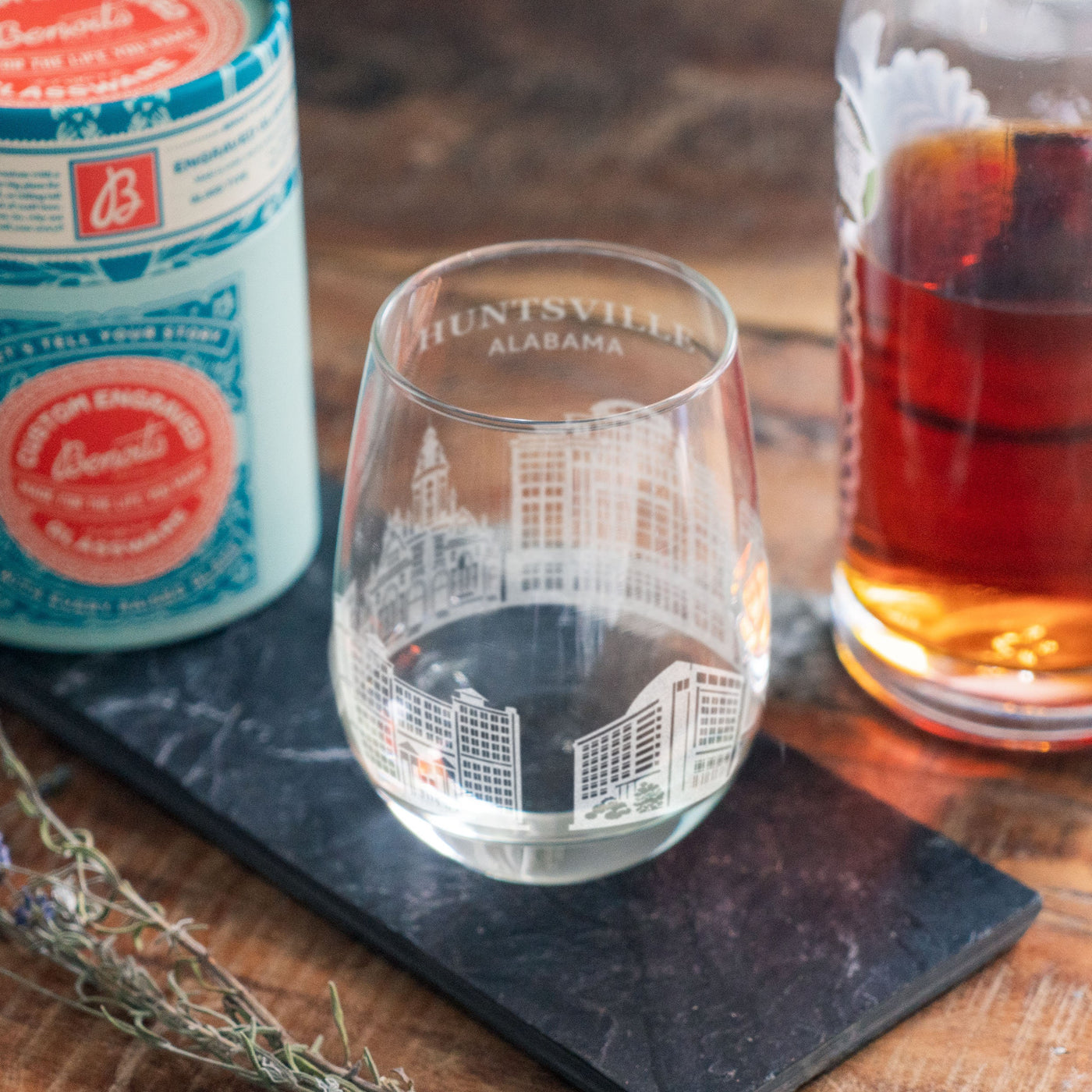 Huntsville, Alabama City Skyline Engraved Glasses