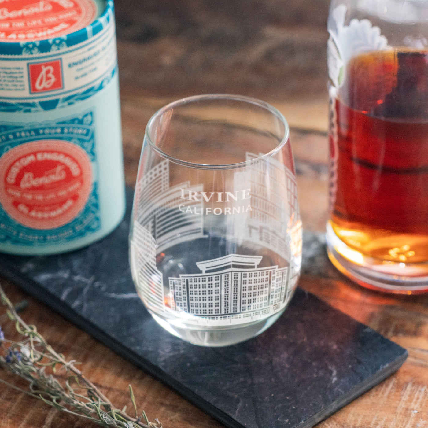 Irvine, California City Skyline Engraved Glasses