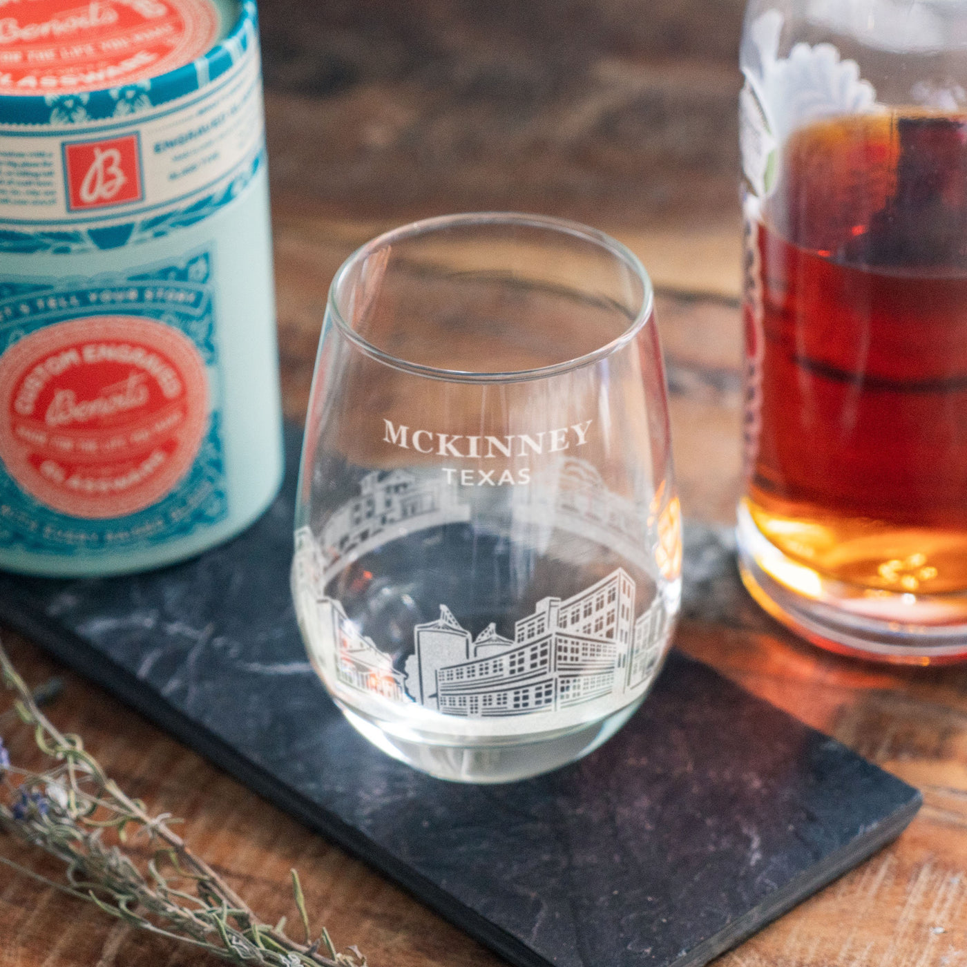 McKinney, Texas City Skyline Engraved Glasses