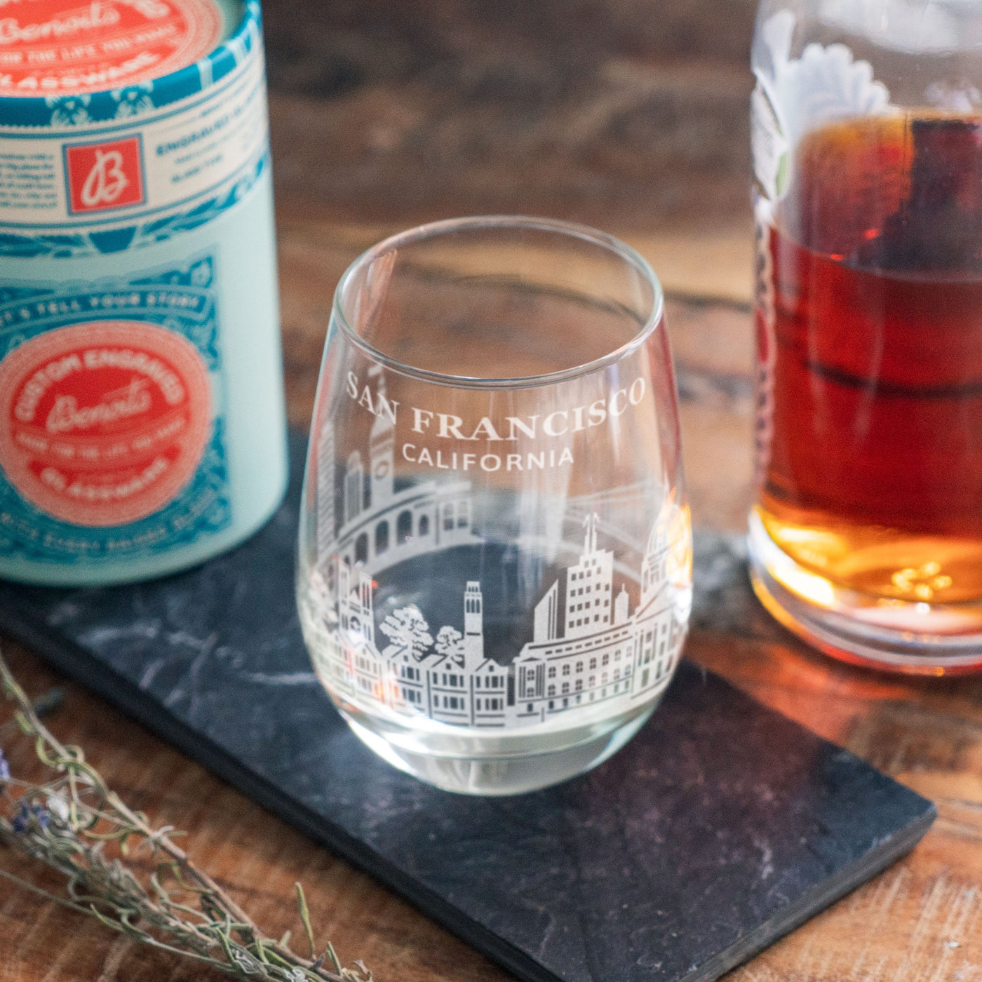 San Francisco, California City Skyline Engraved Glasses