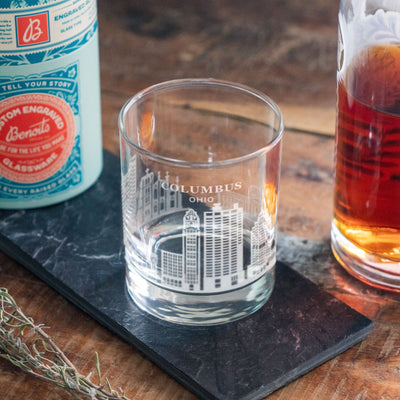 Columbus, Ohio City Skyline Engraved Glasses