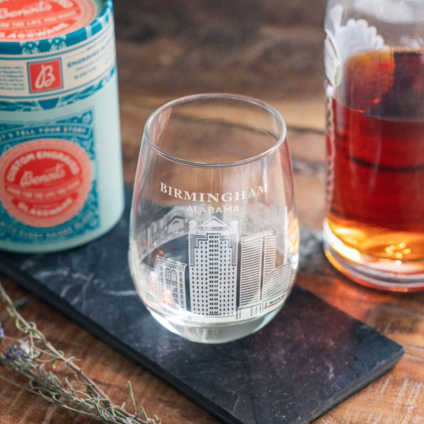 Birmingham, Alabama City Skyline Engraved Glasses