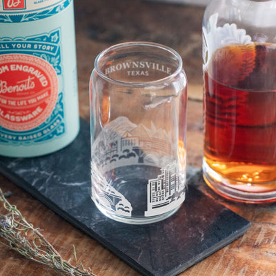 Brownsville, Texas City Skyline Engraved Glasses