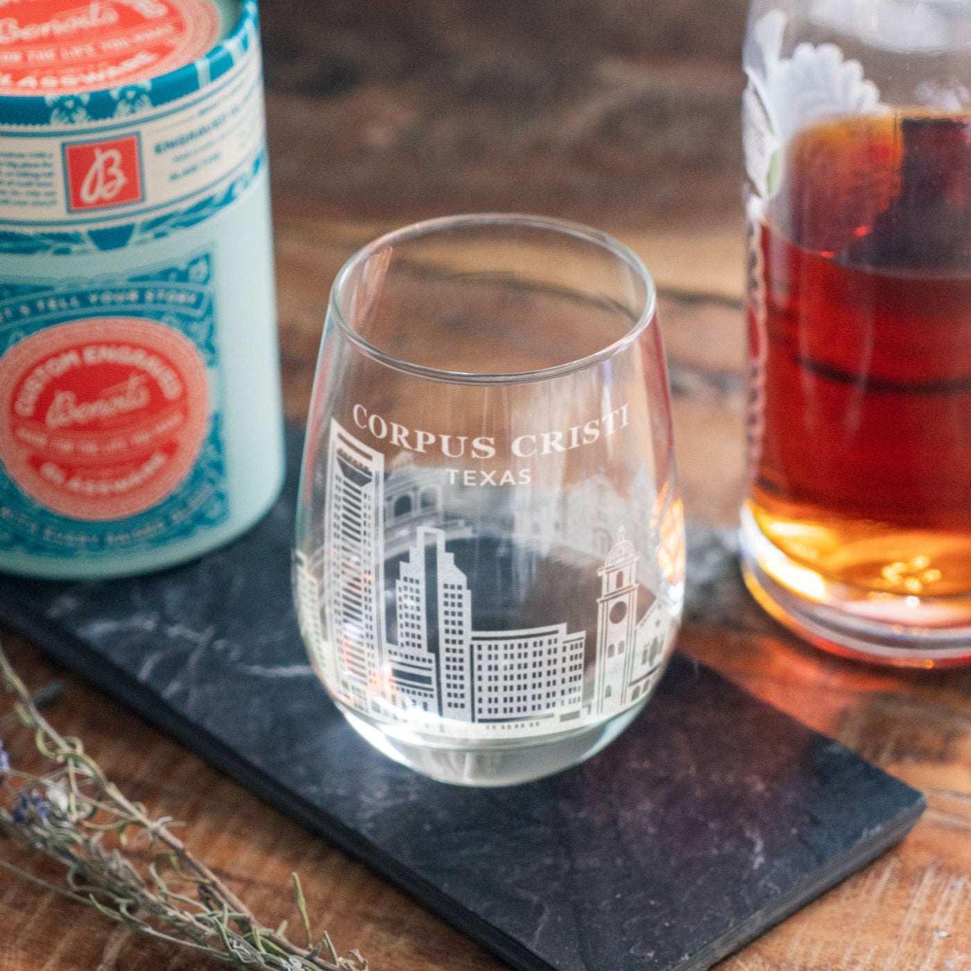 Corpus Cristi, Texas City Skyline Engraved Glasses