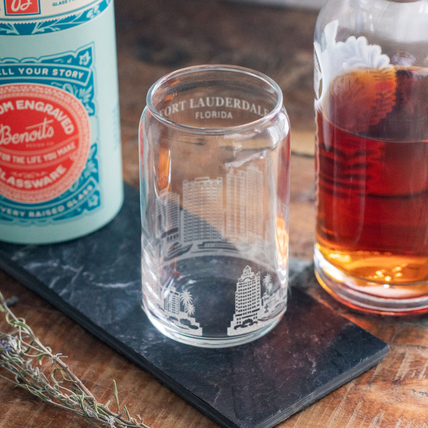 Fort Lauderdale, Florida City Skyline Engraved Glasses