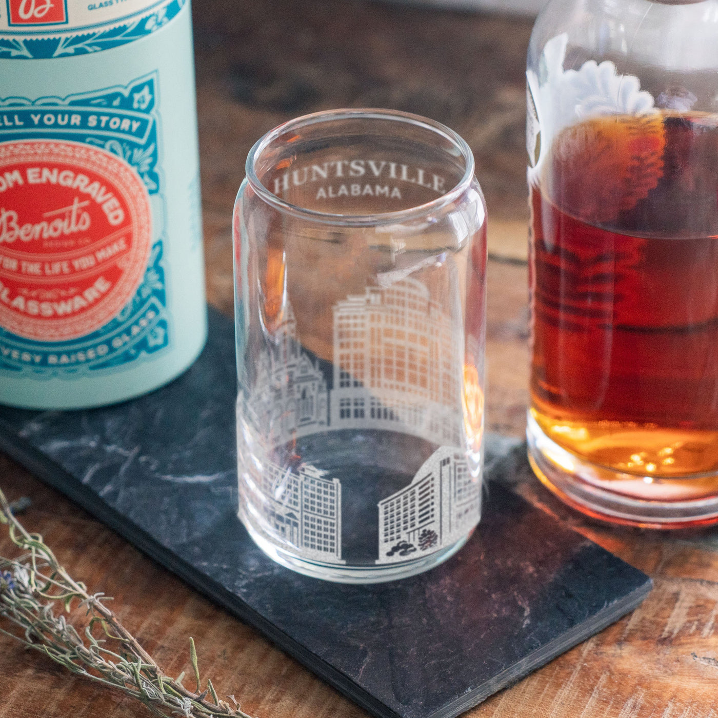 Huntsville, Alabama City Skyline Engraved Glasses