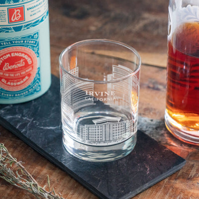 Irvine, California City Skyline Engraved Glasses