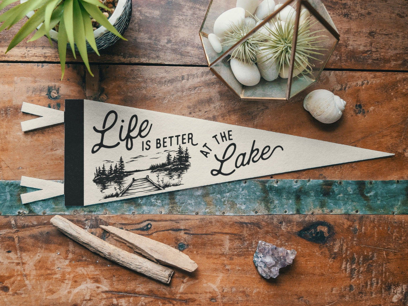 Life is Better at the Lake Felt Pennant