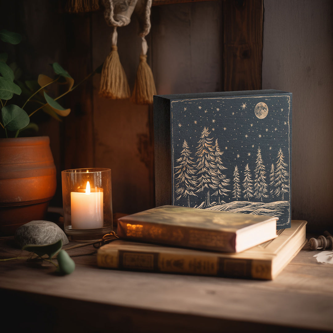 Starry Night Engraved Illustration